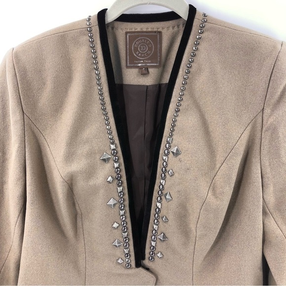 Double D Ranch Wool Blend Jacket Studded Western Blazer Long Sleeve Tan Sz Small - Picture 2 of 11